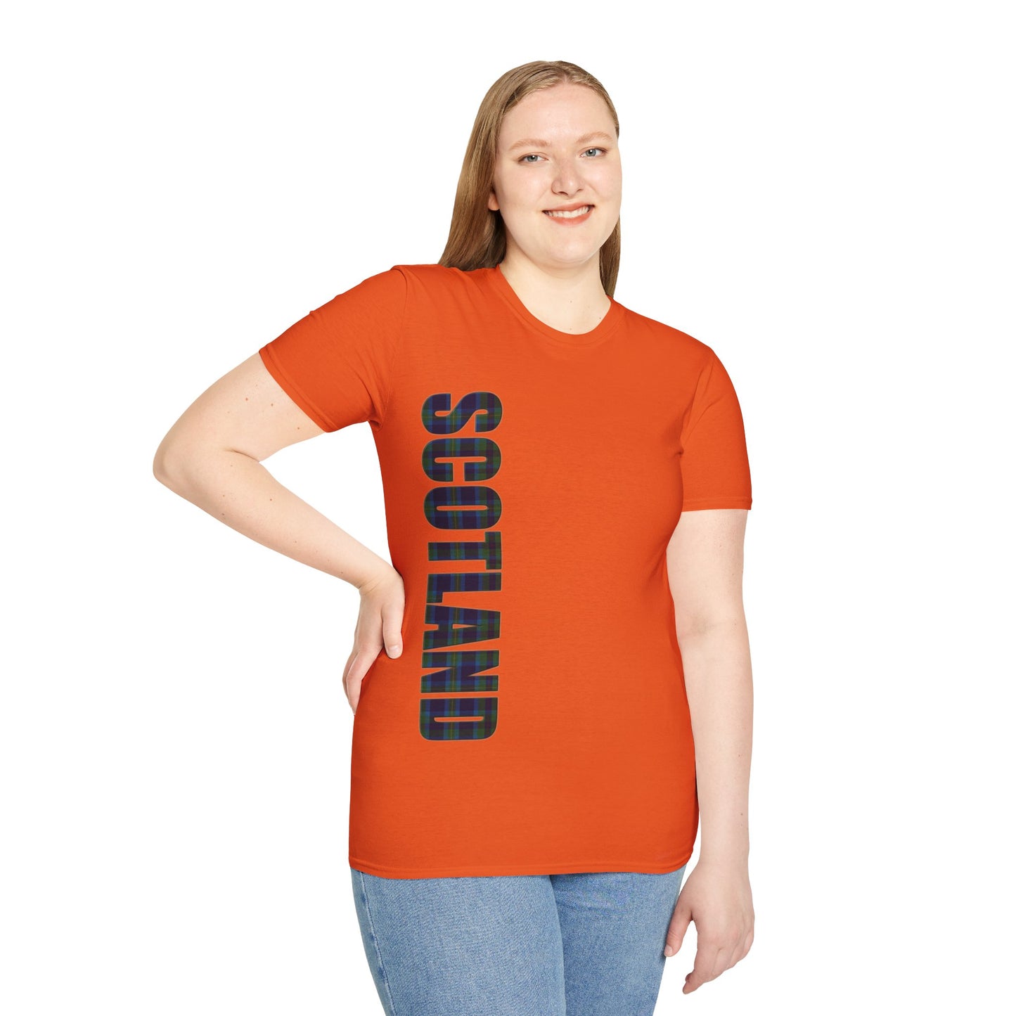 Scotland Lettering Miller Tartan Softstyle T-Shirt, Unisex Tee, Various Colours