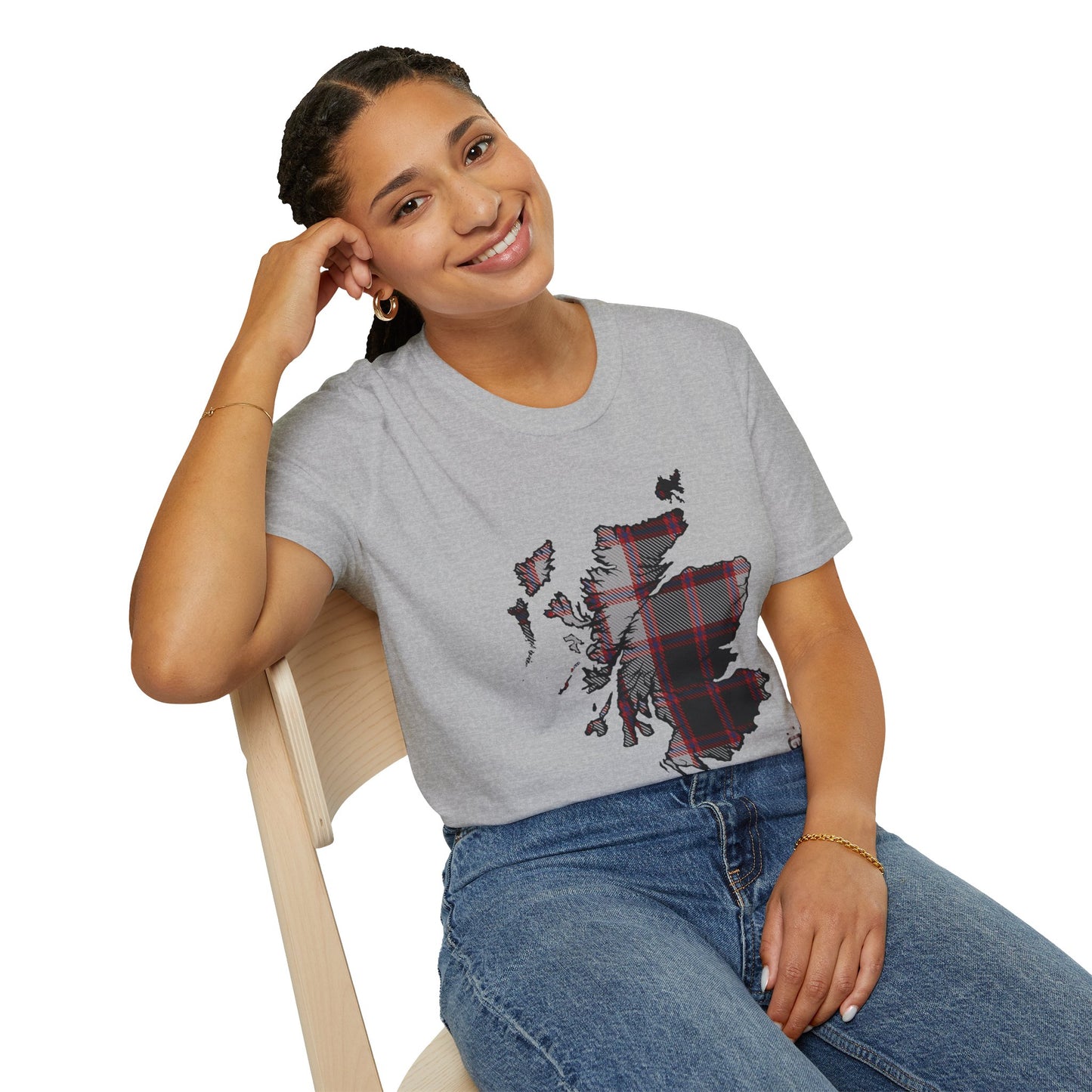 Tartan Scotland Map Softstyle Unisex T-Shirt - MacPherson Tartan Tee