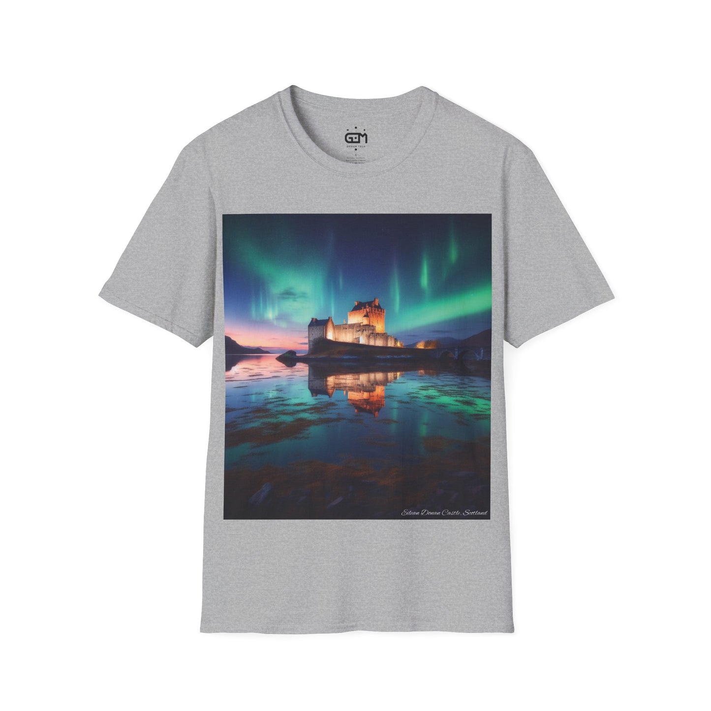 Eilean Donan Castle with Northern Lights Softstyle T-Shirt, Unisex Tee, Scotland Shirt, Scottish Landmark, Nature, Scenery, Various Colours