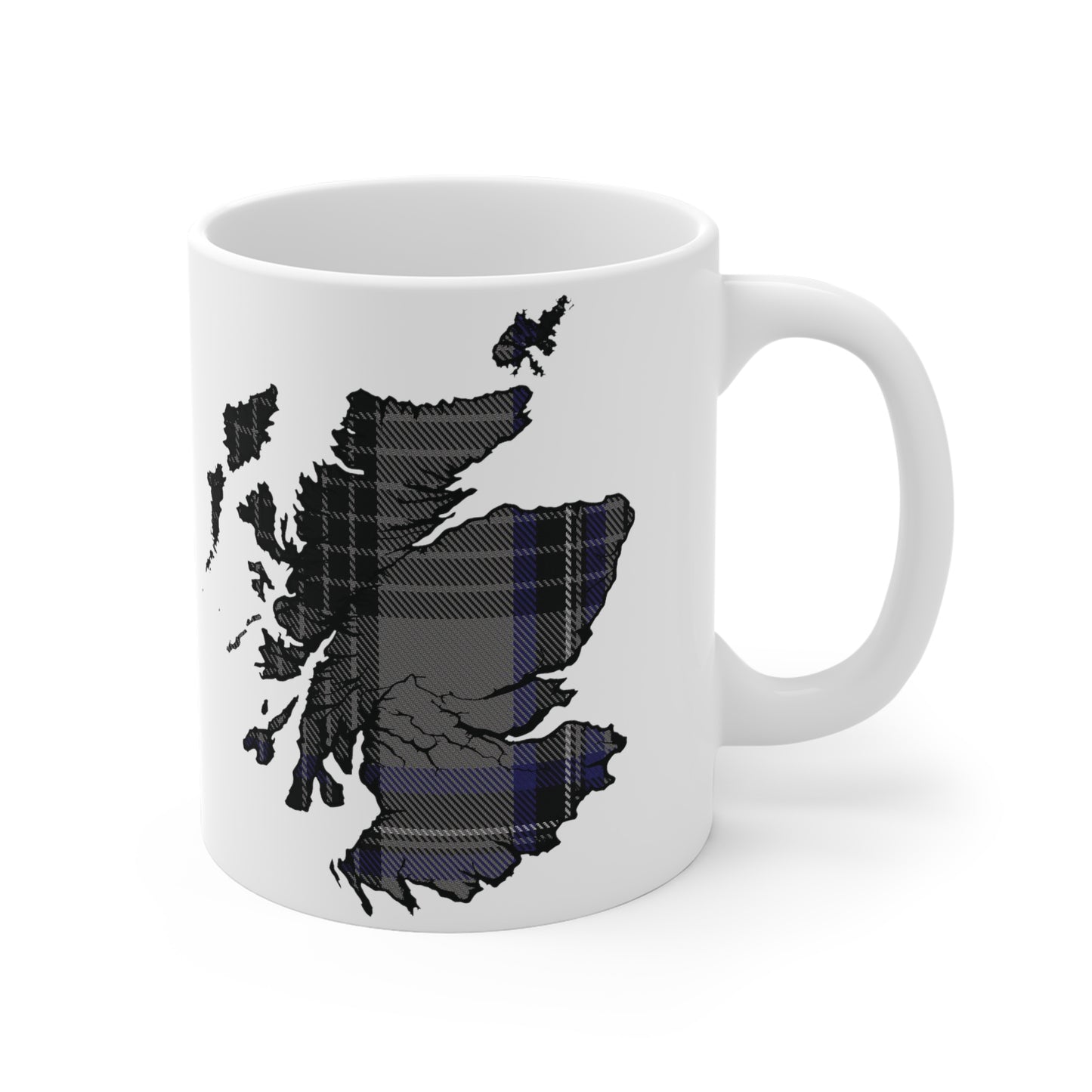 Scotland Tartan Map Mug - Hood Tartan, Various Sizes