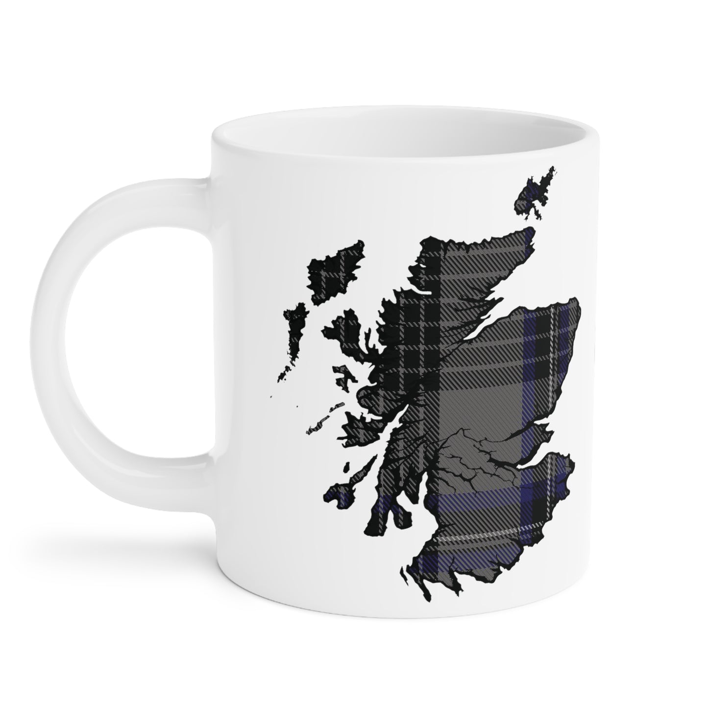 Scotland Tartan Map Mug - Hood Tartan, Various Sizes