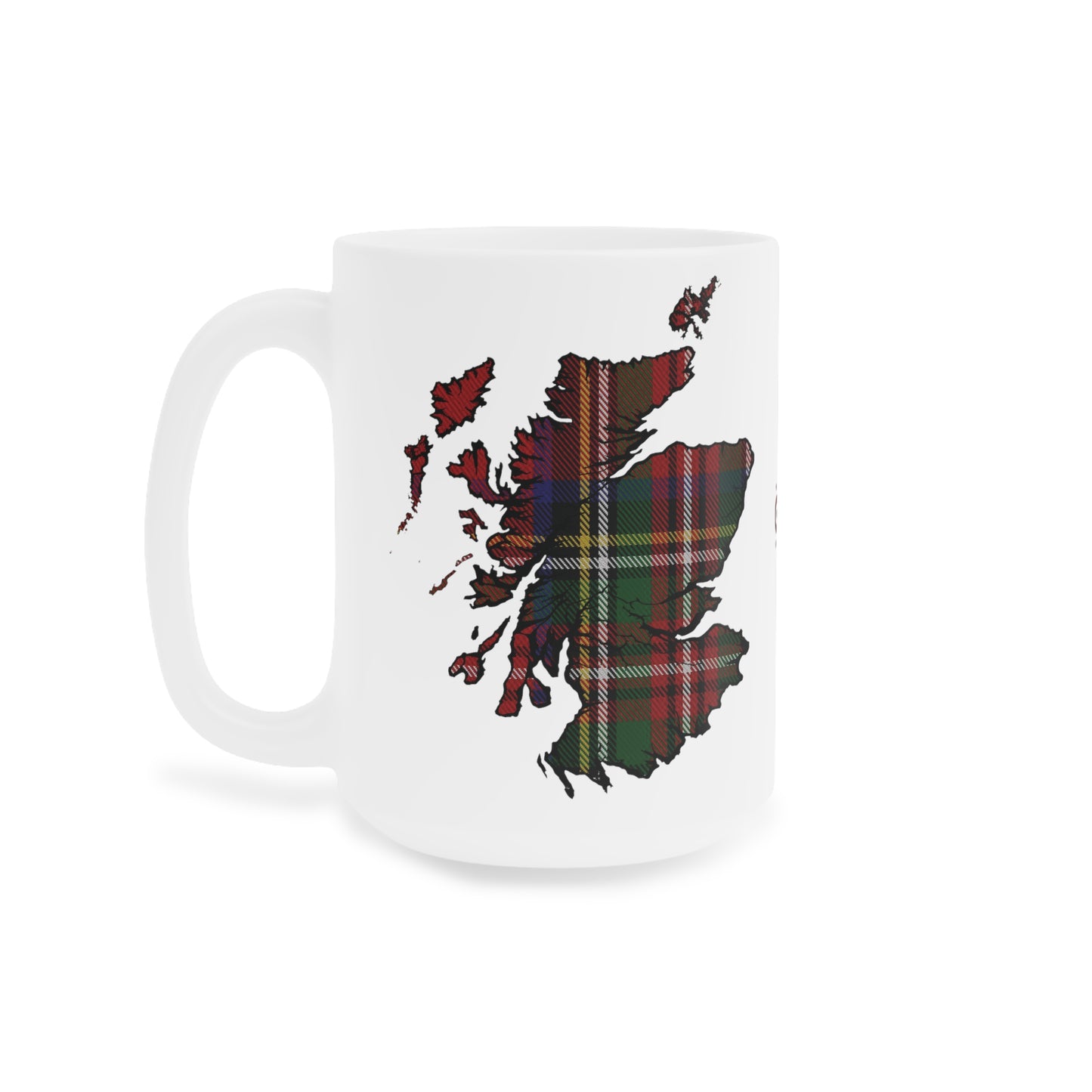Scotland Tartan Map Mug - Stewart Royal Tartan, Various Sizes