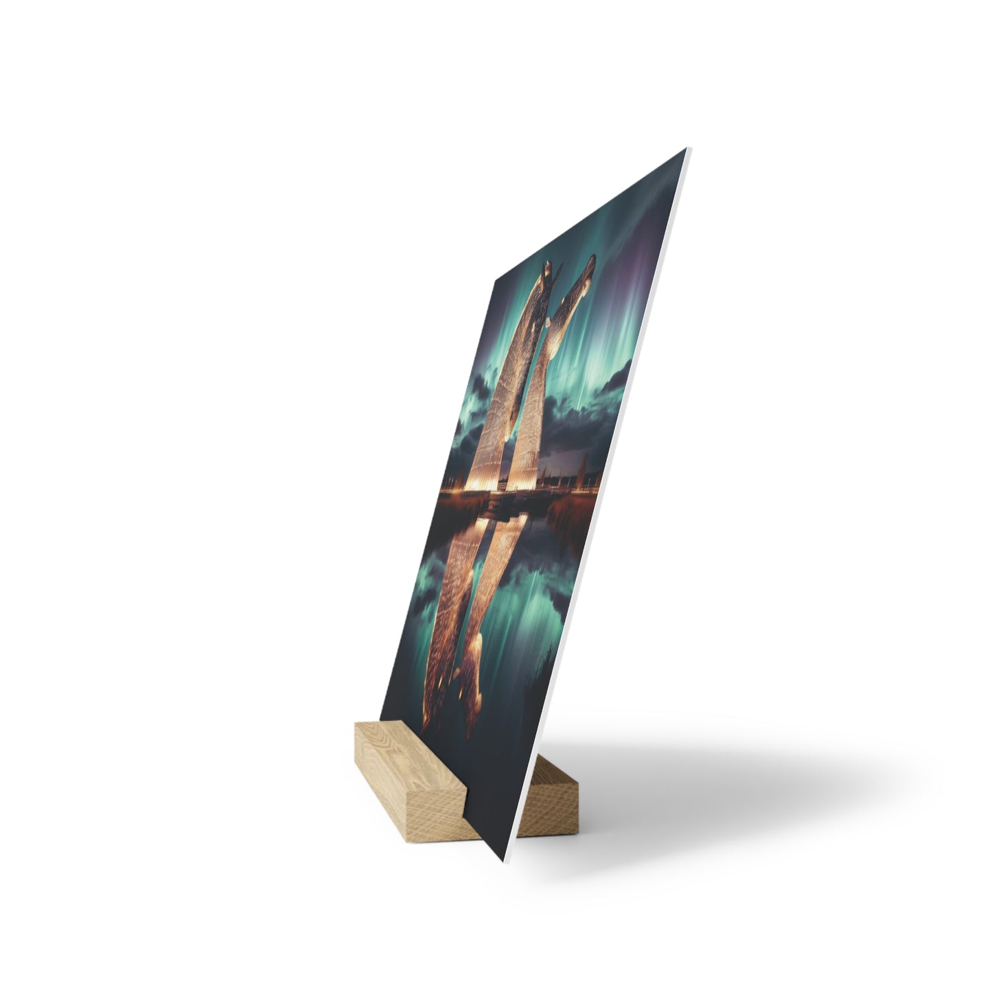 Kelpies Northern Lights Gallery Stand, Oak Picture Stand, Scotland Art, Scenery, Landmarks, Various Sizes