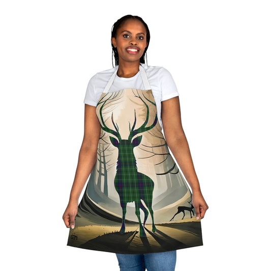 Tartan Stag Woodland Scene Apron - Duncan Tartan, Scottish Cooking Apparel, Chef Accessory