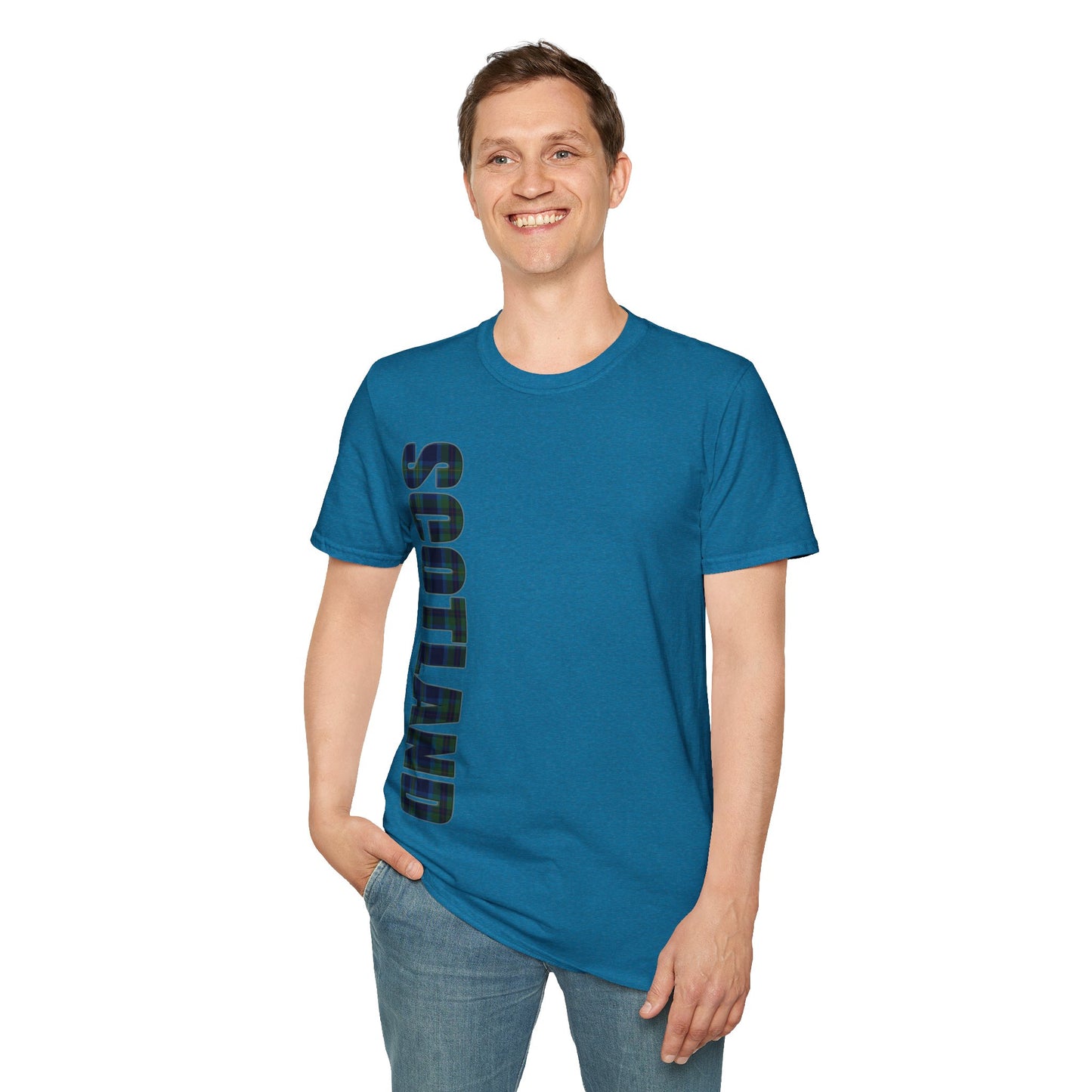 Scotland Lettering Miller Tartan Softstyle T-Shirt, Unisex Tee, Various Colours