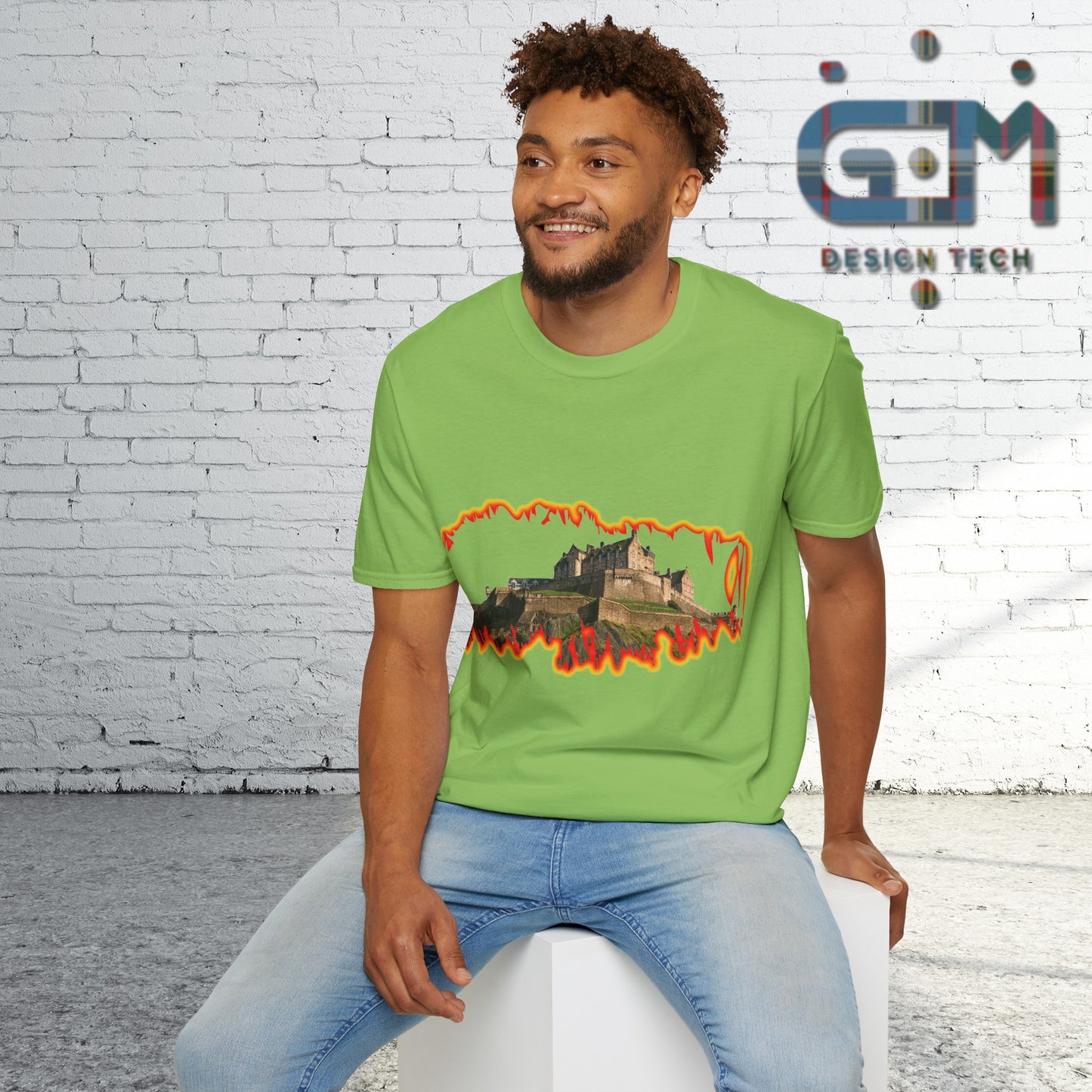 Edinburgh Castle Photo Fire Effect Unisex T-Shirt