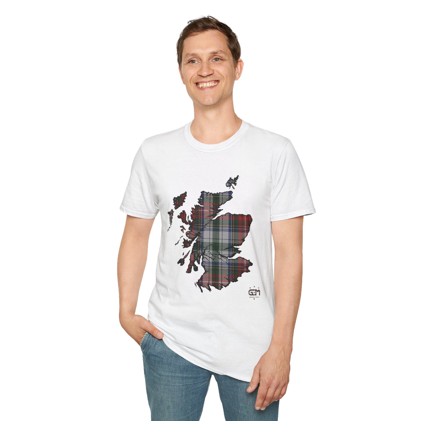 Tartan Scotland Map Softstyle Unisex T-Shirt - Stewart Tartan Tee