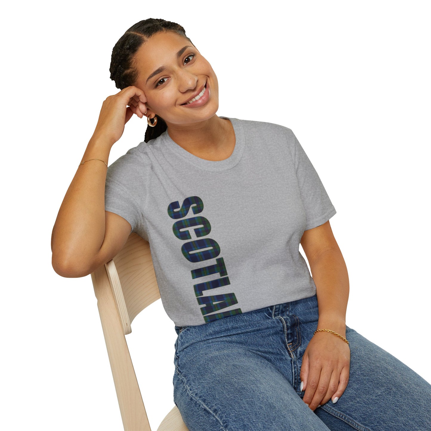 Scotland Lettering Miller Tartan Softstyle T-Shirt, Unisex Tee, Various Colours