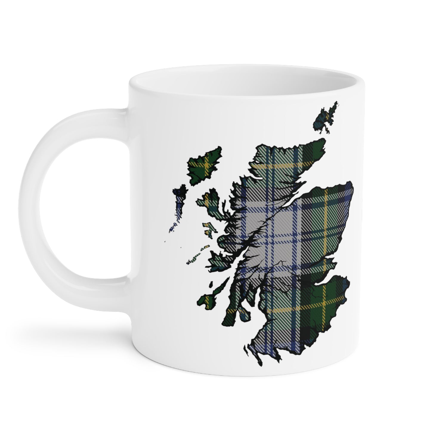Scotland Tartan Map Mug - Gordon Dress Tartan, Various Sizes