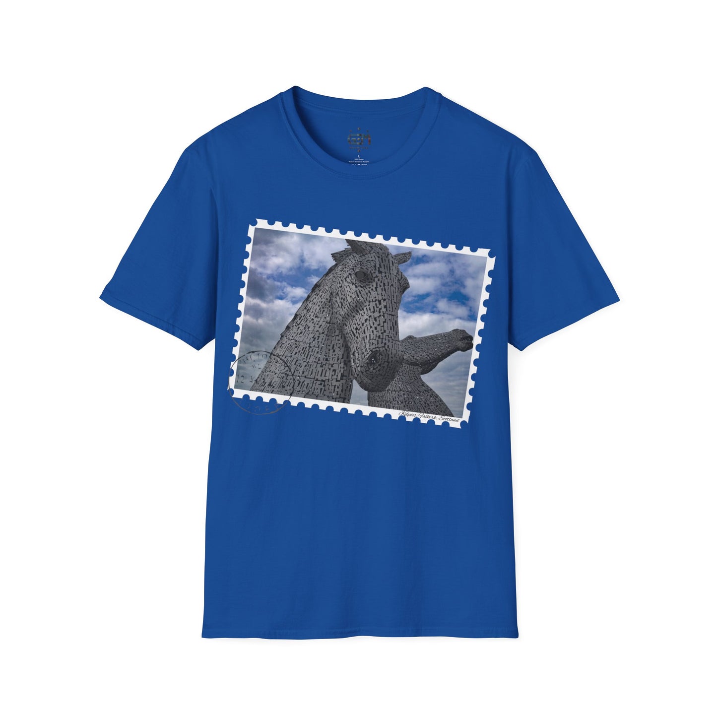 تي شيرت Postcard Kelpies Photo Softstyle، تي شيرت للجنسين، قميص اسكتلندا، ألوان مختلفة