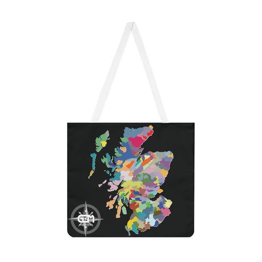 حقيبة كتف على شكل خريطة اسكتلندا للعشائر، باللون الأسود