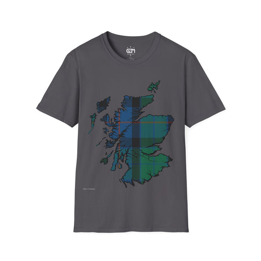 Scotland Tartan Map Softstyle Unisex T-Shirt, Flower of Scotland Tartan, Différentes couleurs