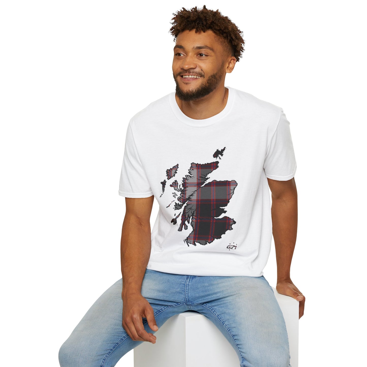 Tartan Scotland Map Softstyle Unisex T-Shirt - MacPherson Tartan Tee