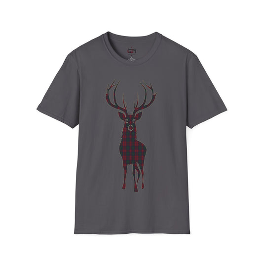 Tartan Stag Softstyle T-Shirt - Lindsay Tartan, Tee unisexe, Paysage écossais, Différentes couleurs
