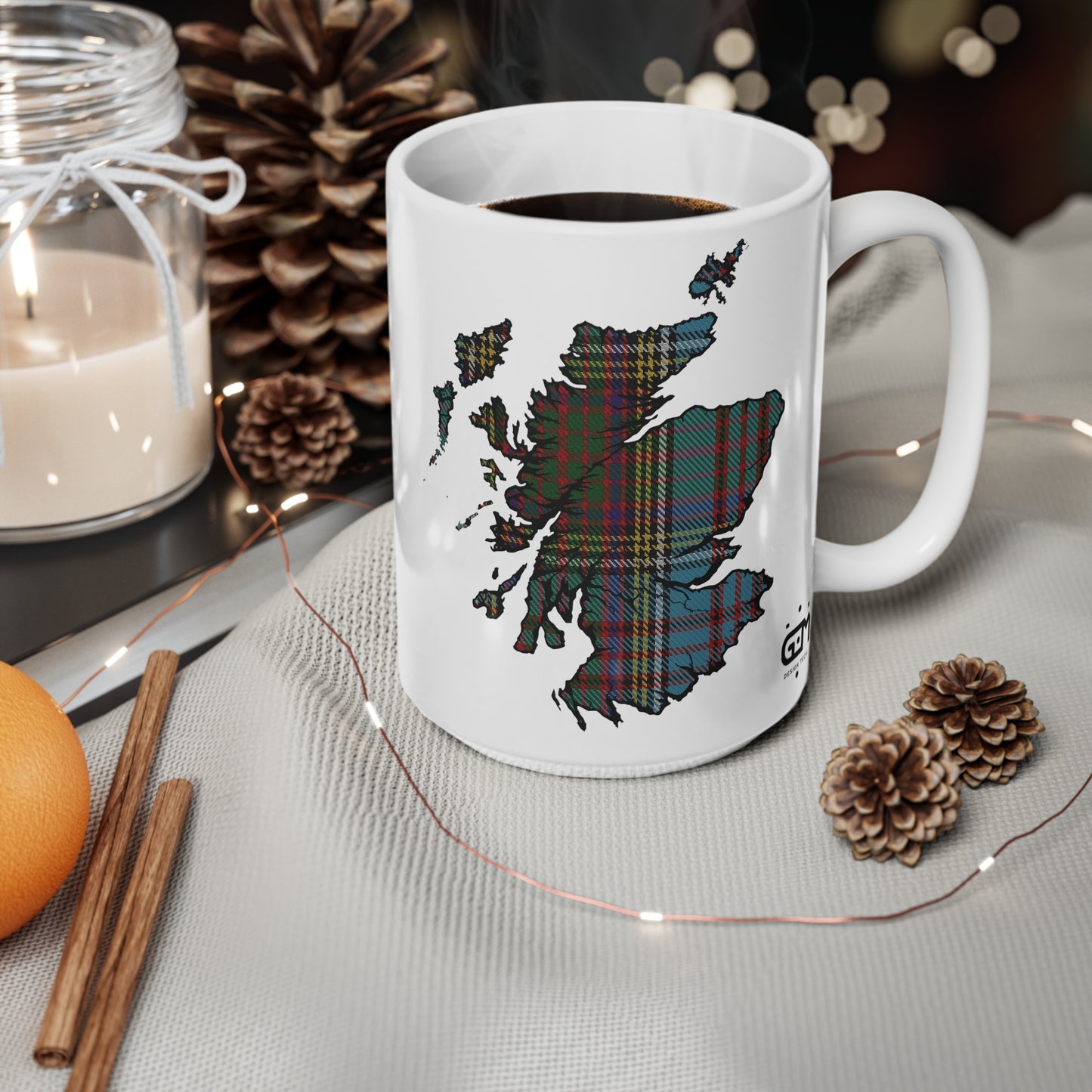 Anderson Tartan Scotland Map Mug, Coffee Cup, Tea Cup, Scotland, White
