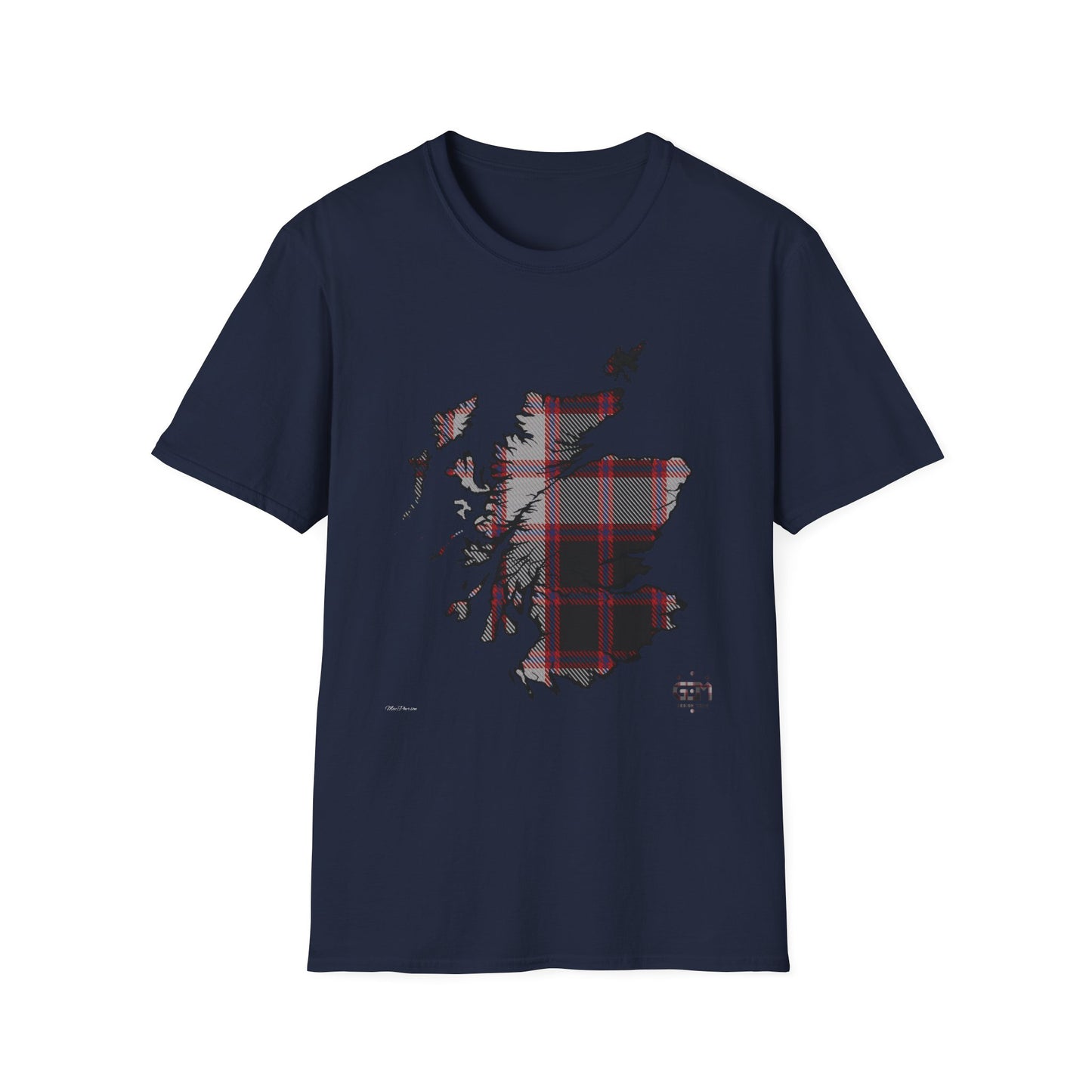 Tartan Scotland Map Softstyle Unisex T-Shirt - MacPherson Tartan Tee