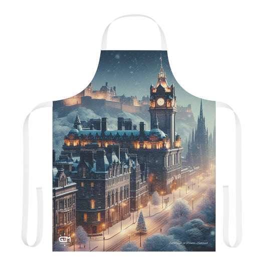 Edinburgh in Winter Apron, Scotland Apron, Scottish Art, Scotland Landmarks, Cooking Apparel, Chef Accessory, Edinburgh