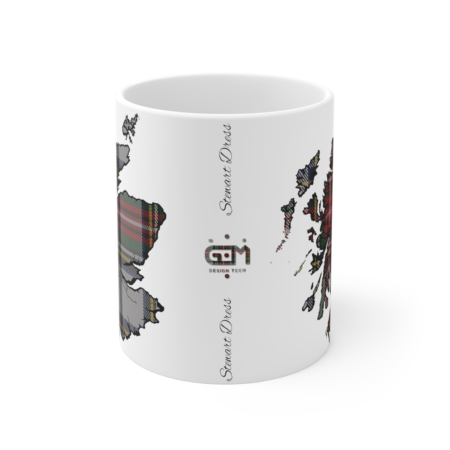 Scotland Tartan Map Mug - Stewart Dress Tartan, Various Sizes