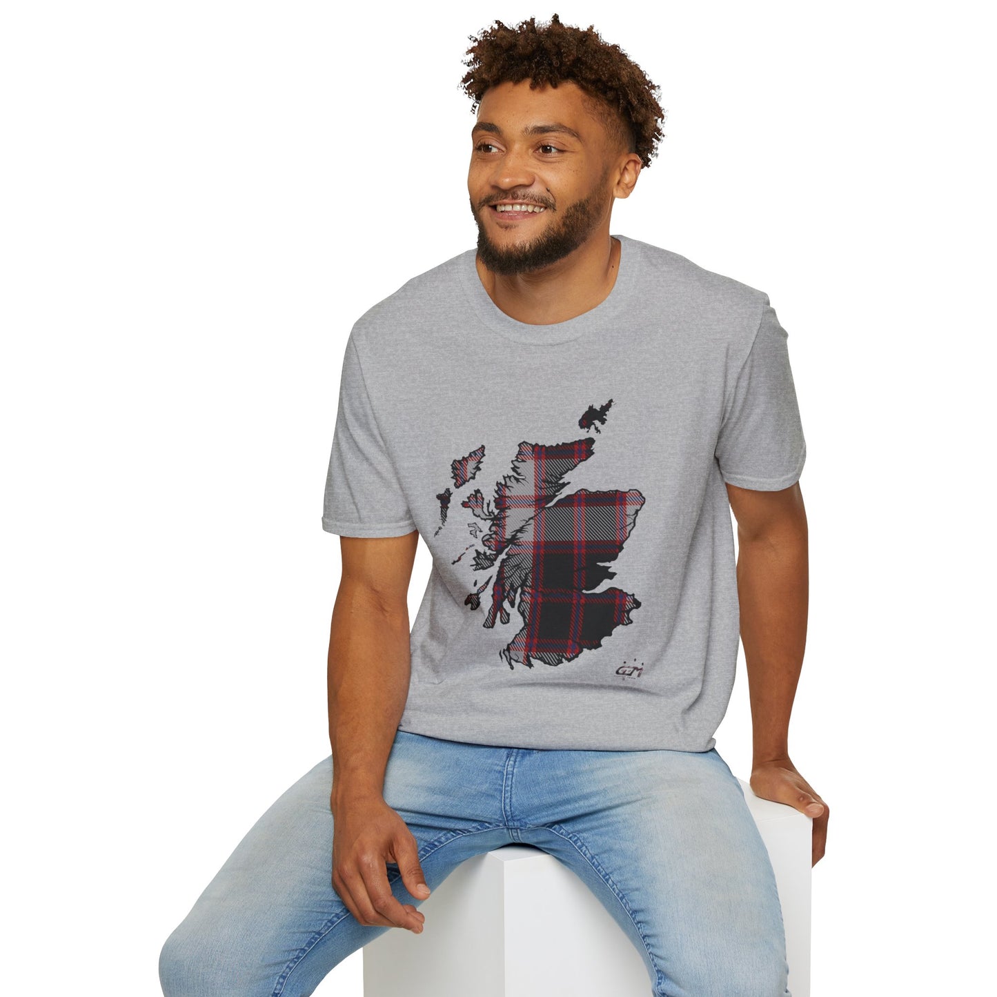 Tartan Scotland Map Softstyle Unisex T-Shirt - MacPherson Tartan Tee