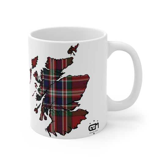 MacFarlane Red Tartan Scotland Map Mug, Tasse à café, Tasse à thé, Écosse, Blanc