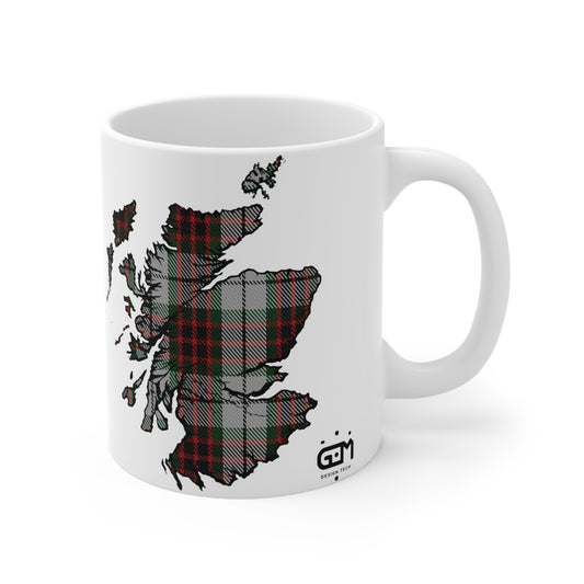 Fraser Dress Tartan Scotland Map Mug, tasse à café, tasse à thé, Écosse, blanc