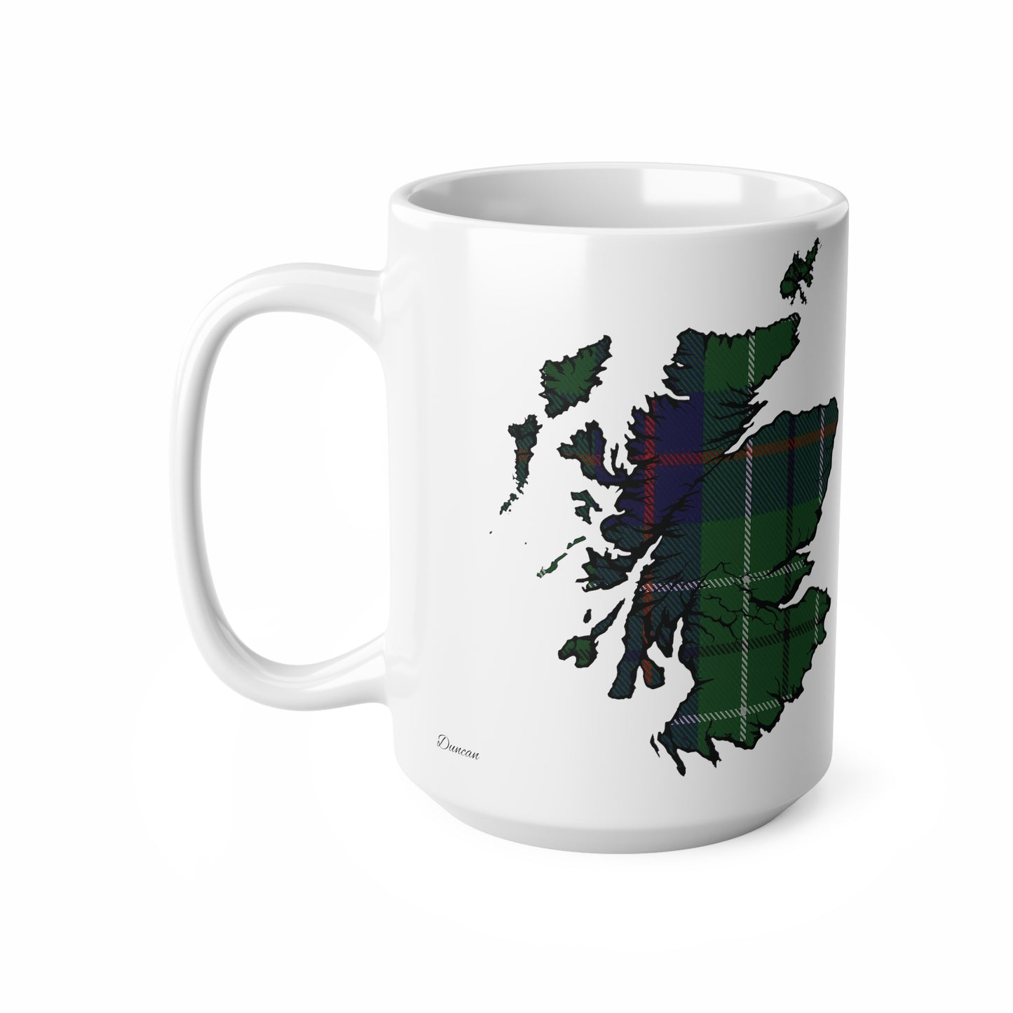 Duncan Tartan Scotland Map Mug, Coffee Cup, Tea Cup, Scotland, White