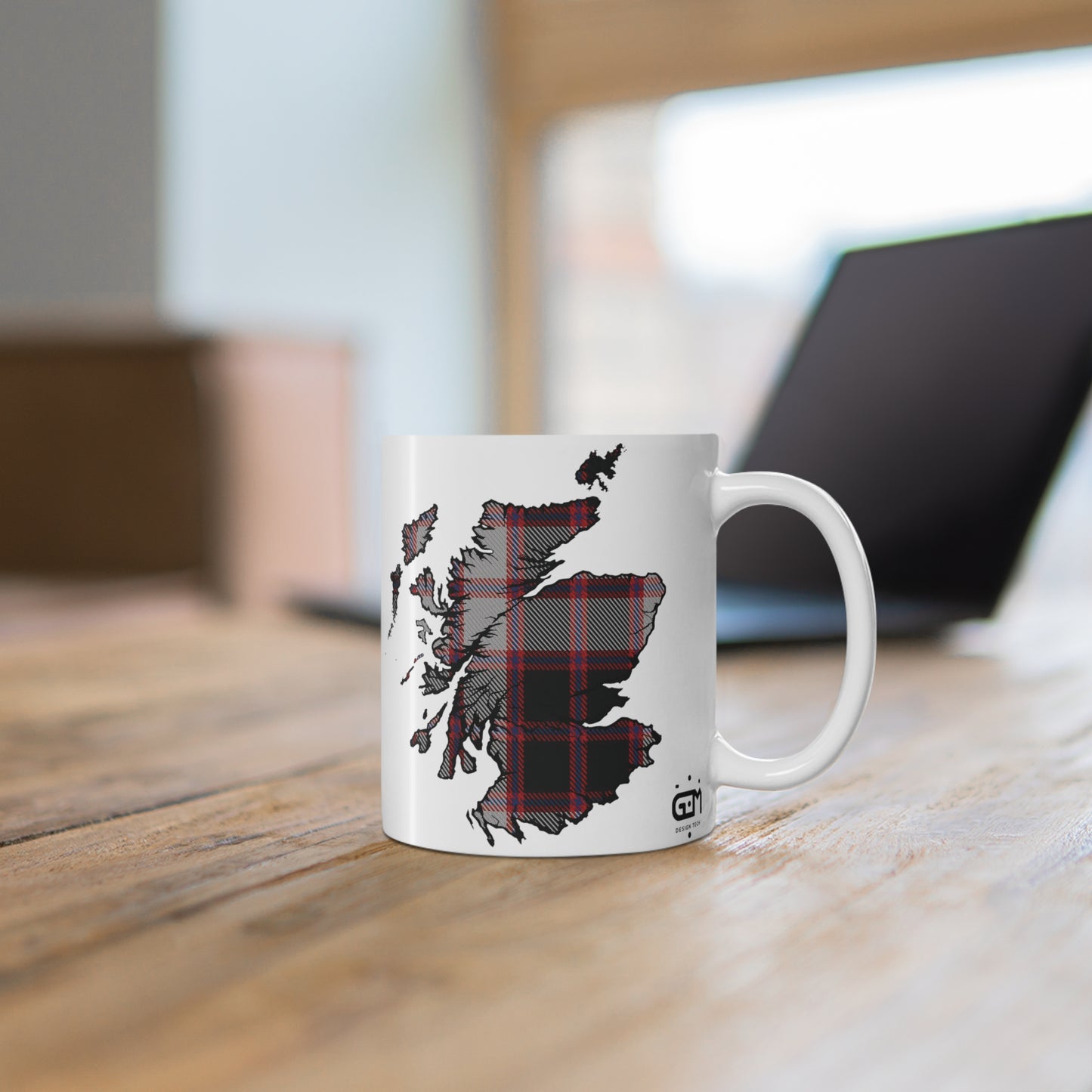 Scotland Map Mug 11oz, MacPherson Tartan