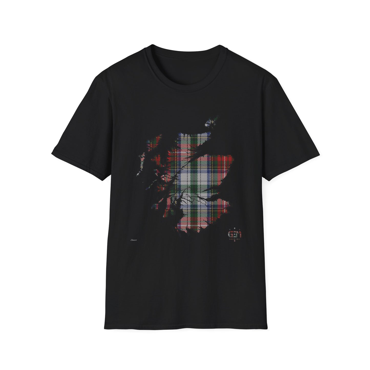 Tartan Scotland Map Softstyle Unisex T-Shirt - Stewart Tartan Tee