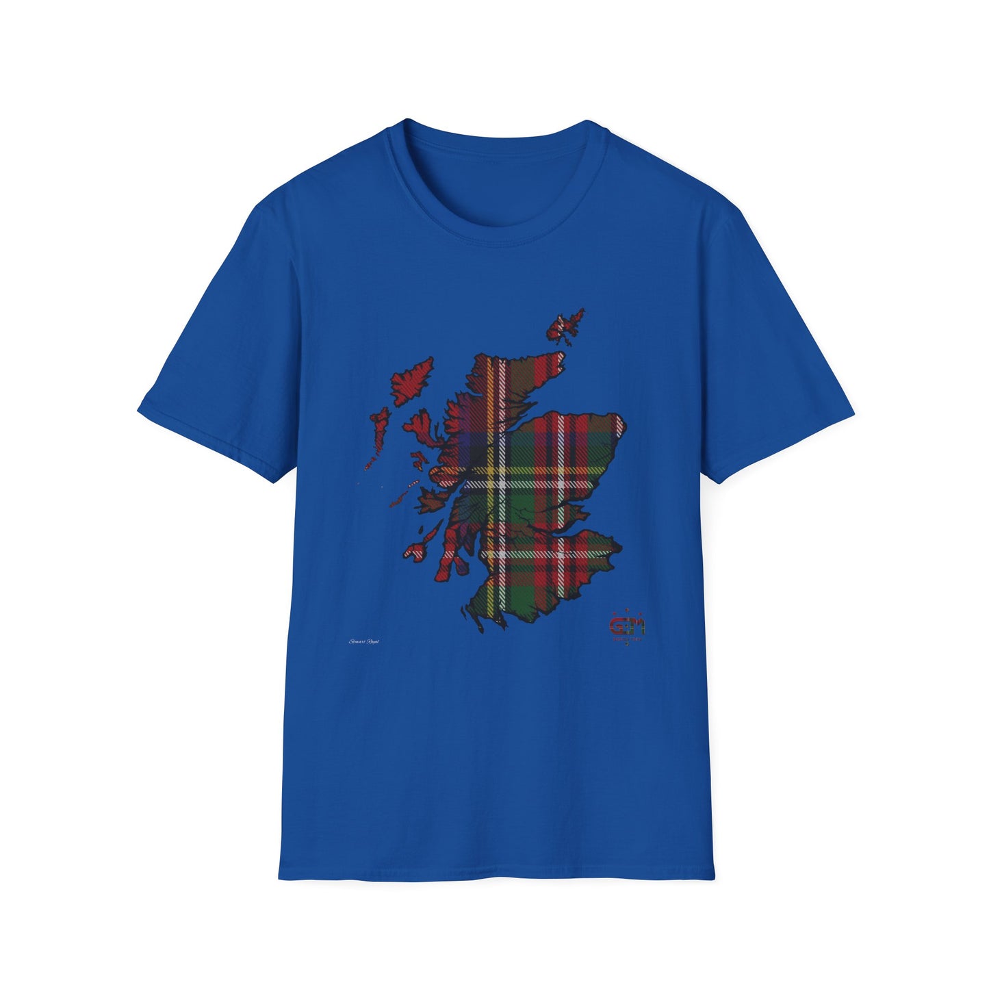 Tartan Scotland Map Softstyle Unisex T-Shirt - Stewart Royal Tartan Tee