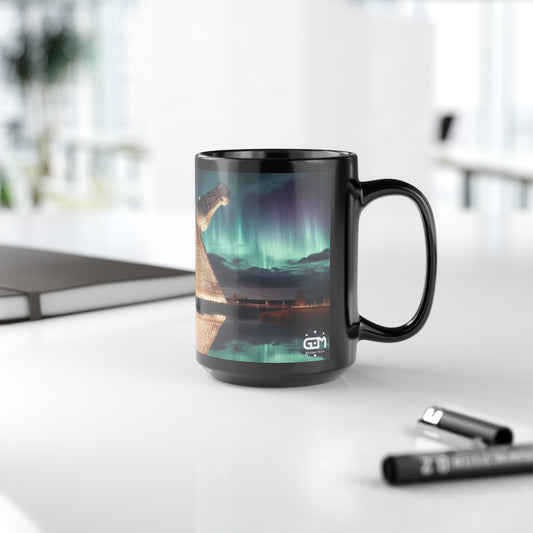 Kelpies Northern Lights Mug, Tasse à café, Tasse à thé, Art écossais, Monuments écossais, Nature écossaise, Noir