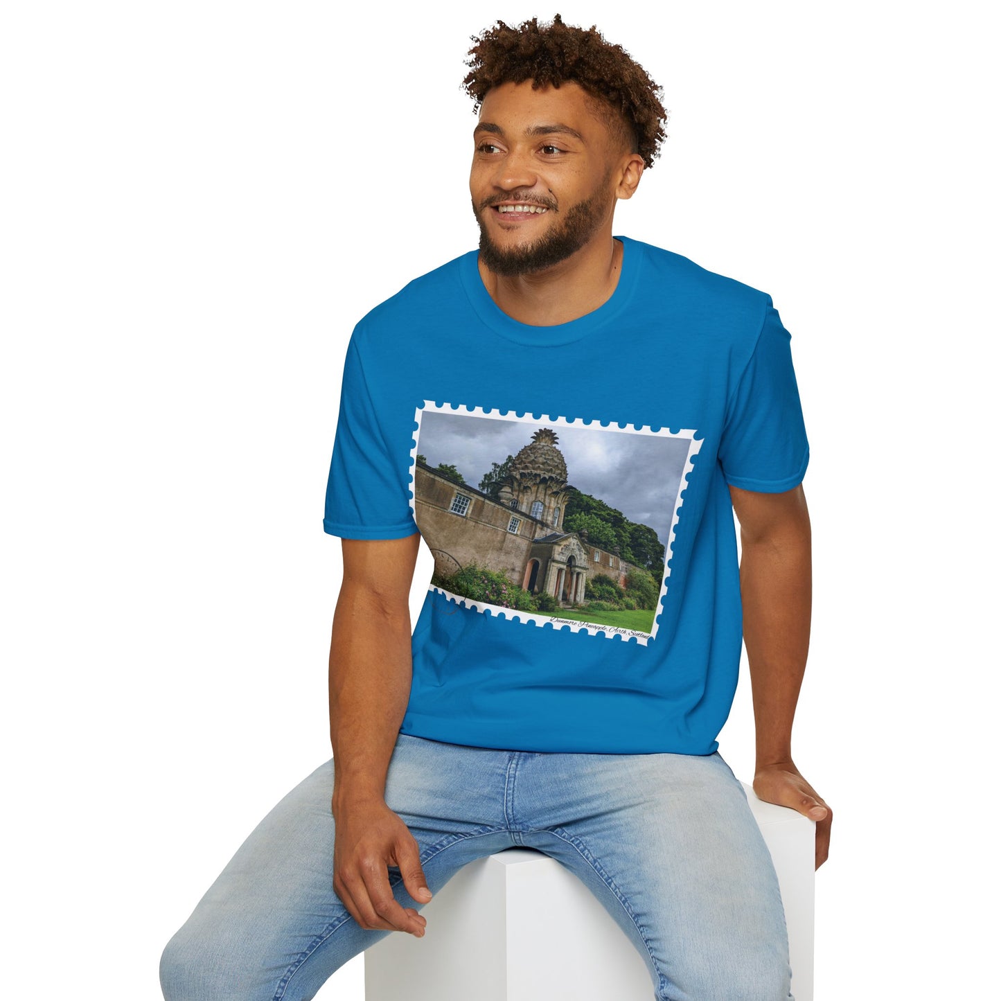 تي شيرت Postcard Dunmore Pineapple Photo Softstyle، تي شيرت للجنسين، قميص اسكتلندا، ألوان مختلفة