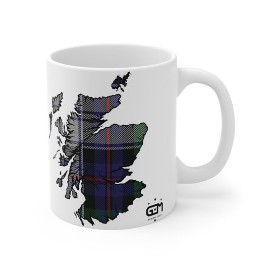 Argyle Dress Tartan Scotland Map Mug, tasse à café, tasse à thé, Écosse, blanc