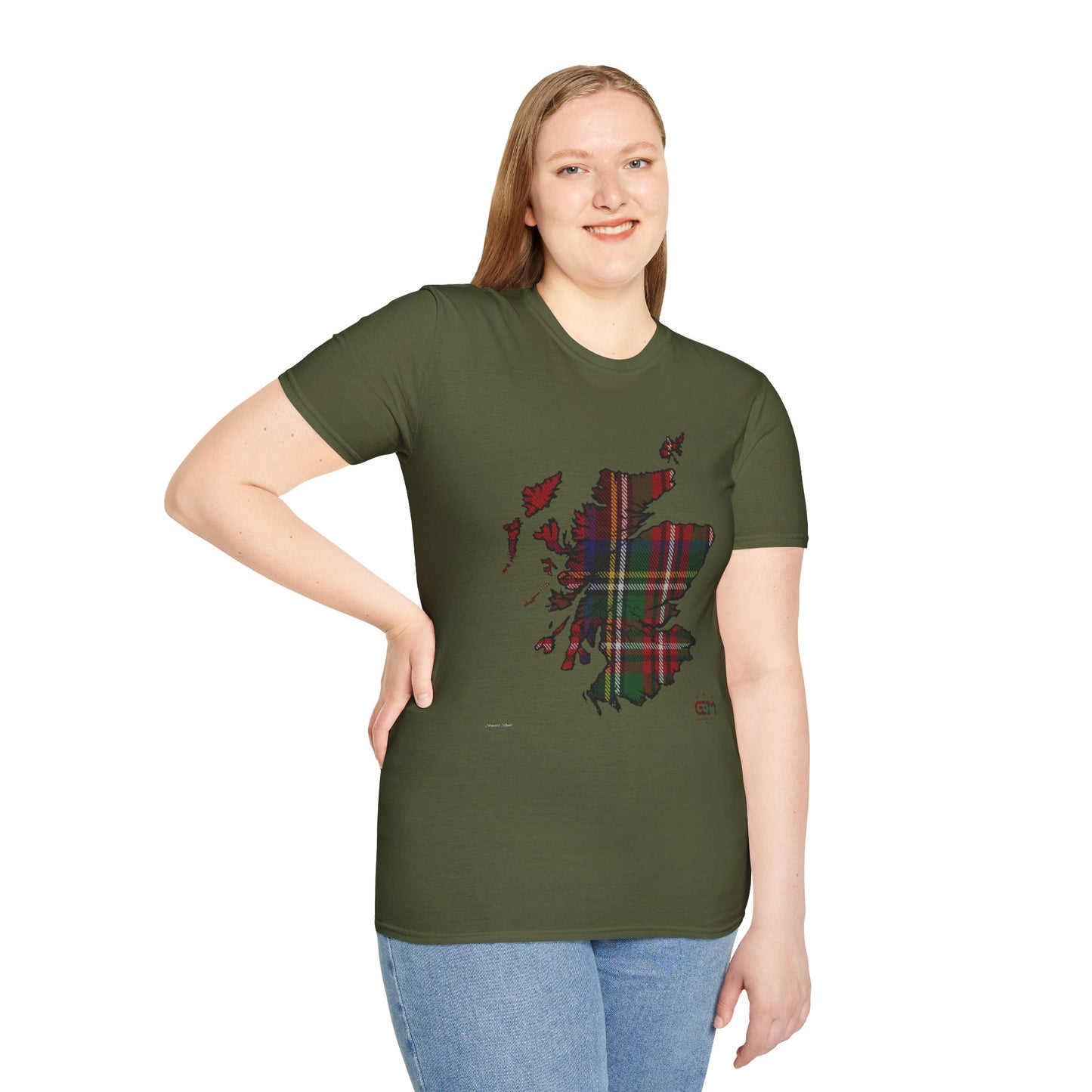 Tartan Scotland Map Softstyle Unisex T-Shirt - Stewart Royal Tartan Tee