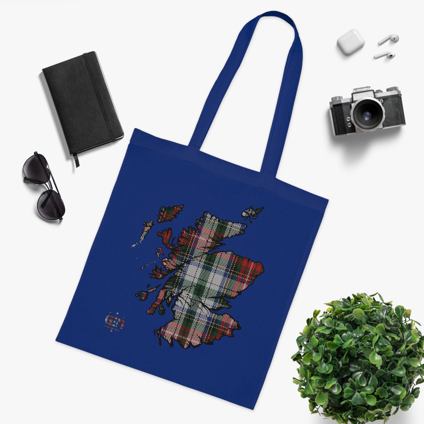 Sac fourre-tout en coton réversible avec carte tartan d'Écosse - Stewart Tartan