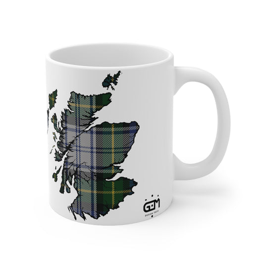 Gordon Dress Tartan Scotland Map Mug, tasse à café, tasse à thé, Écosse, blanc