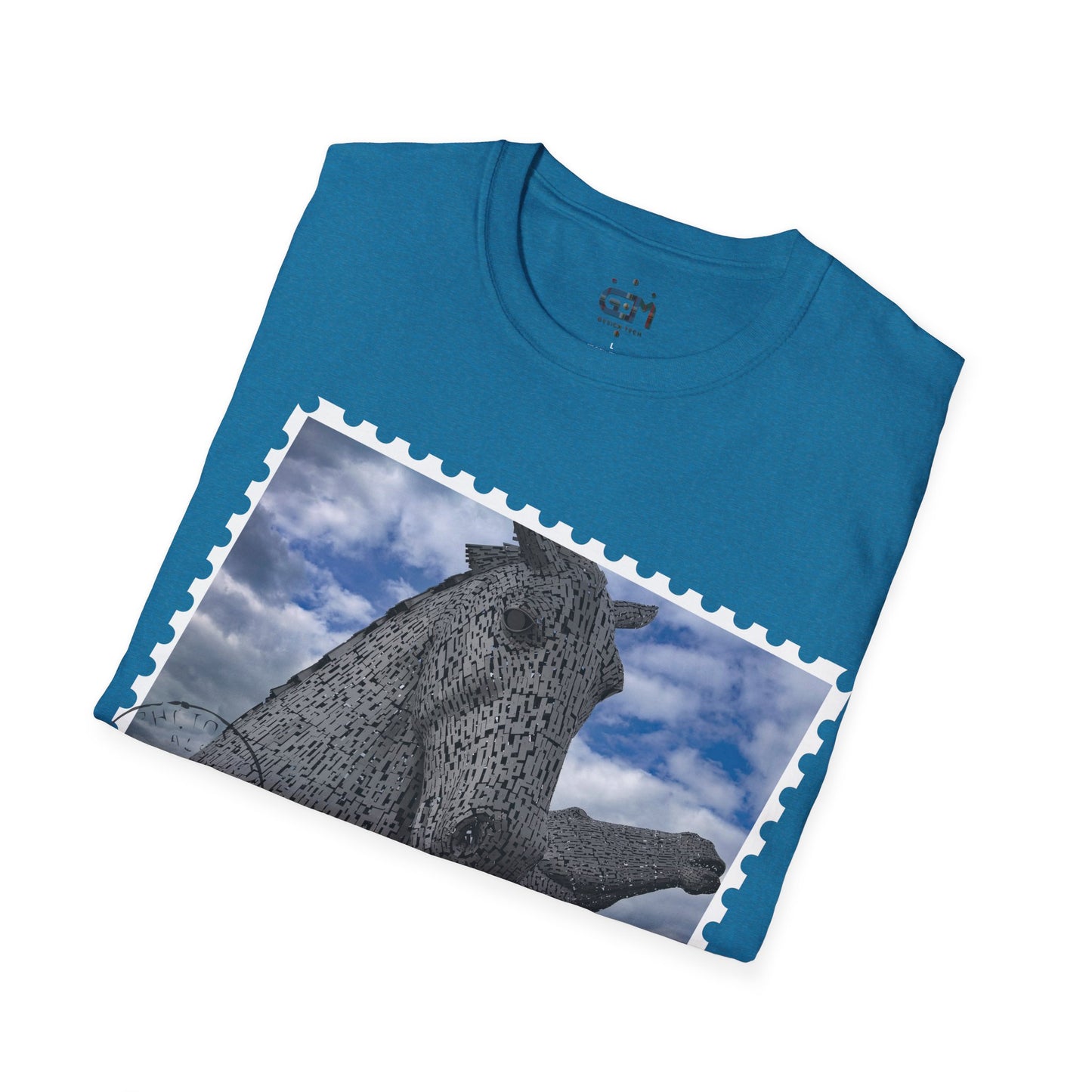 تي شيرت Postcard Kelpies Photo Softstyle، تي شيرت للجنسين، قميص اسكتلندا، ألوان مختلفة