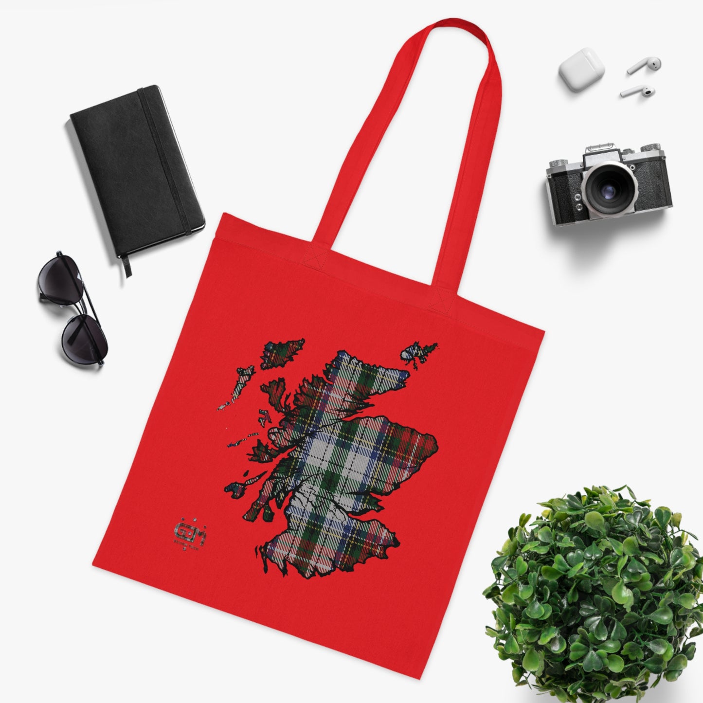 Sac fourre-tout en coton réversible avec carte tartan d'Écosse - Stewart Tartan