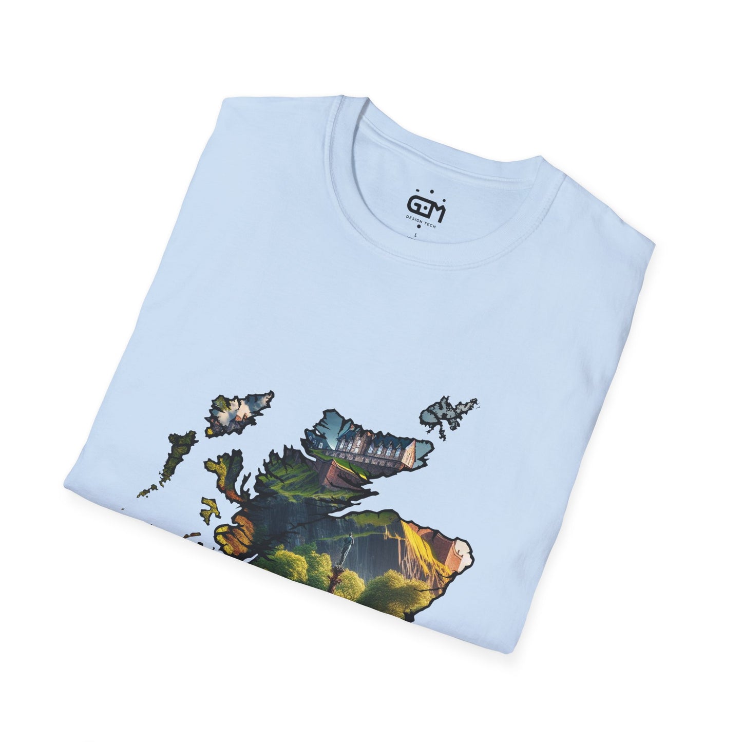 Edinburgh Castle with Fountain Scotland Map Softstyle Unisex T-Shirt, Scotland Shirt, Scottish Landmark Tee