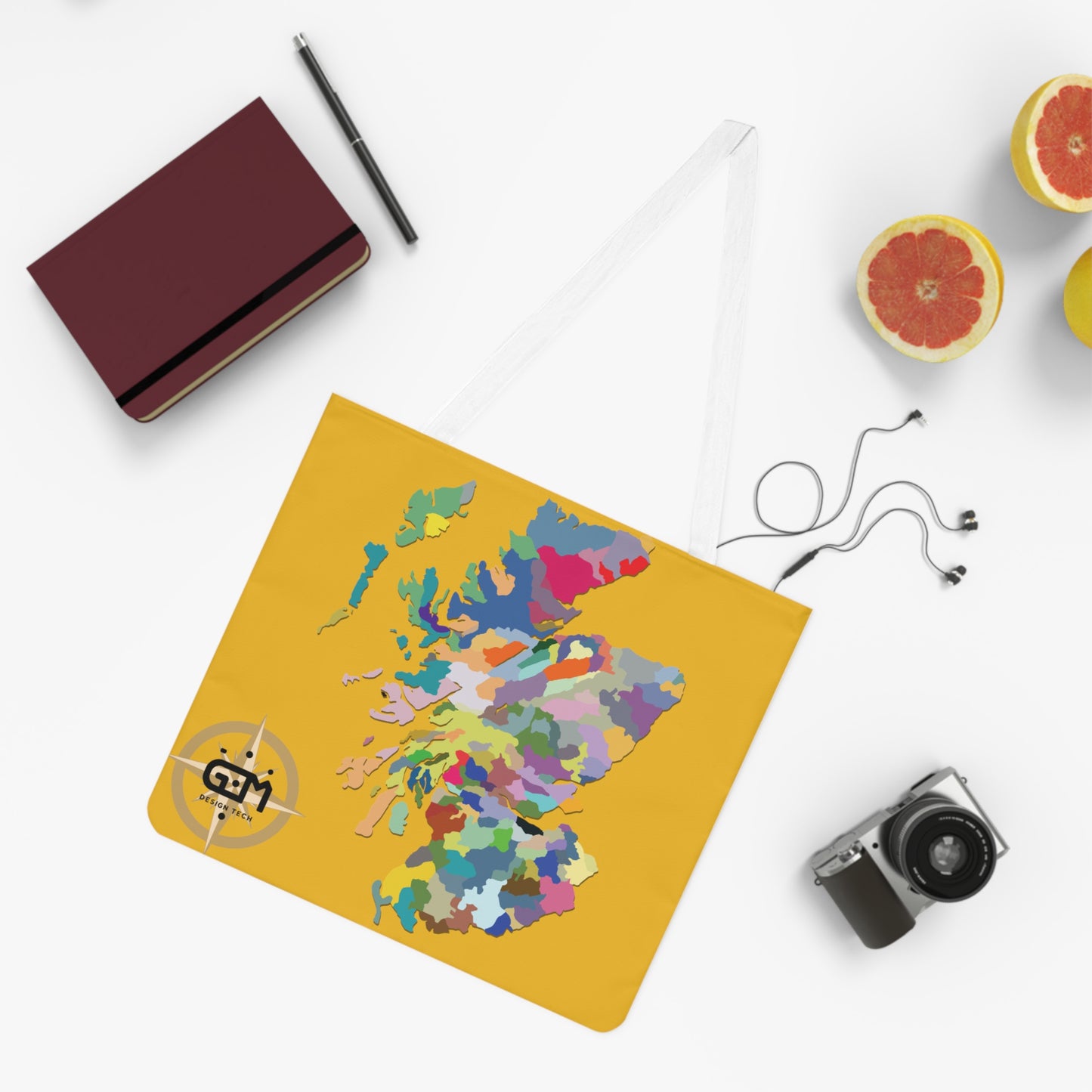 Sac fourre-tout à bandoulière avec carte des clans d'Écosse, jaune