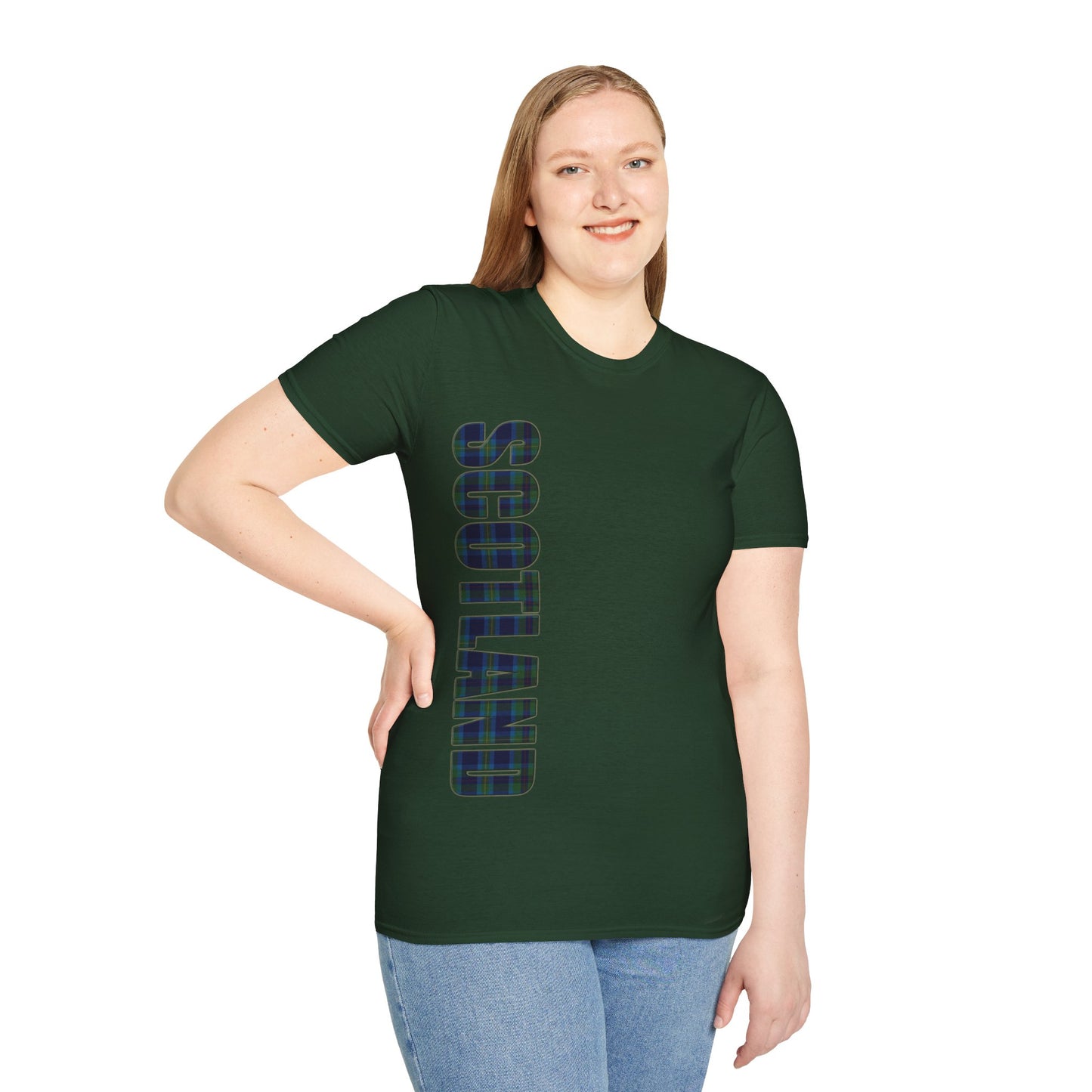Scotland Lettering Miller Tartan Softstyle T-Shirt, Unisex Tee, Various Colours