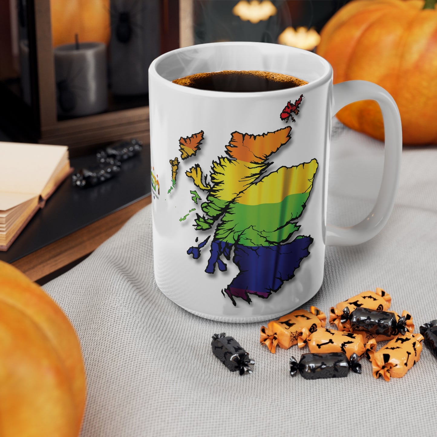 Scotland Map Pride Flag Mug, White