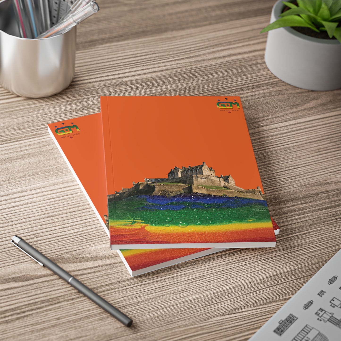 Edinburgh Castle Pride Rain Rockface Softcover Notebook, A5