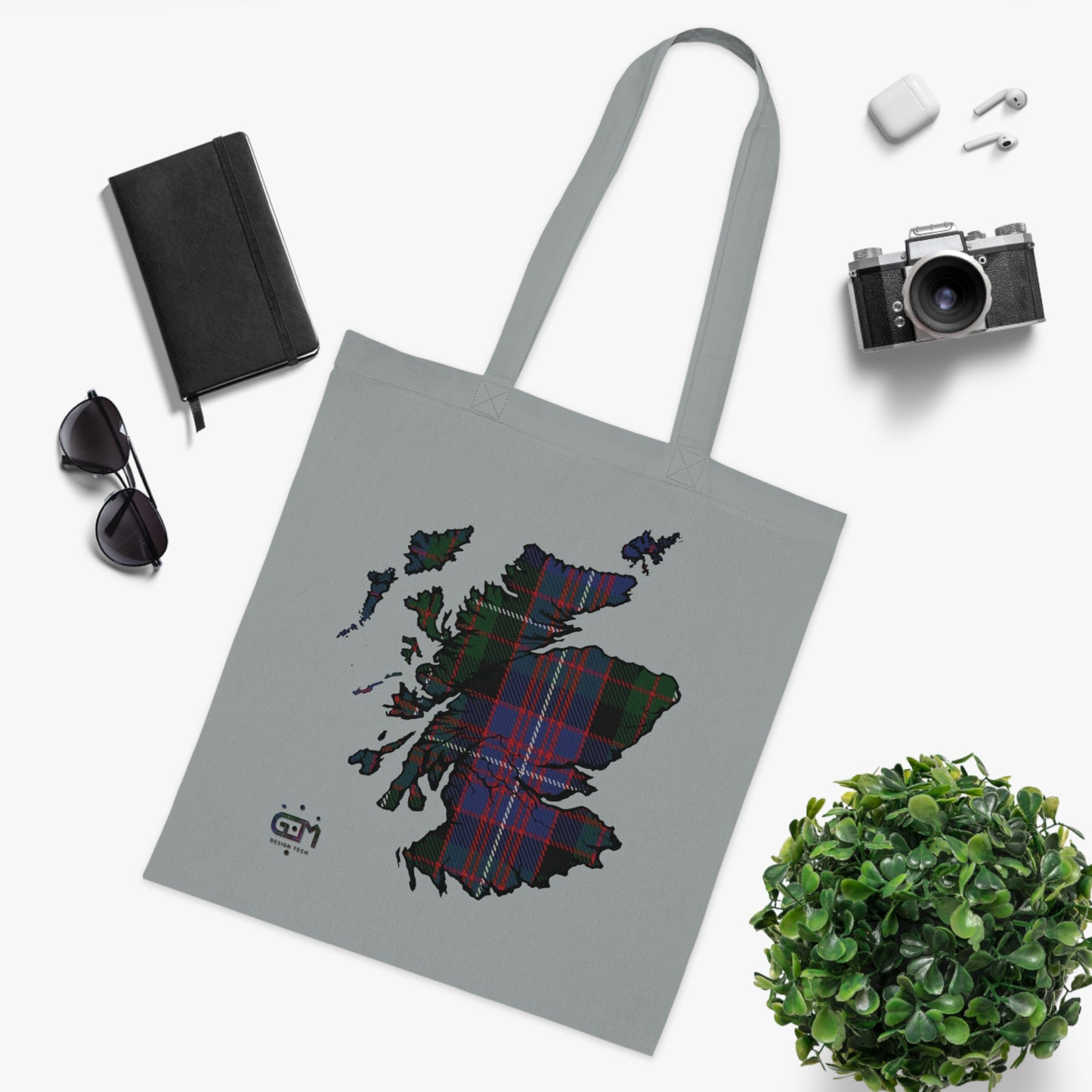 Sac fourre-tout en coton réversible avec carte tartan d'Écosse - Rankin Tartan