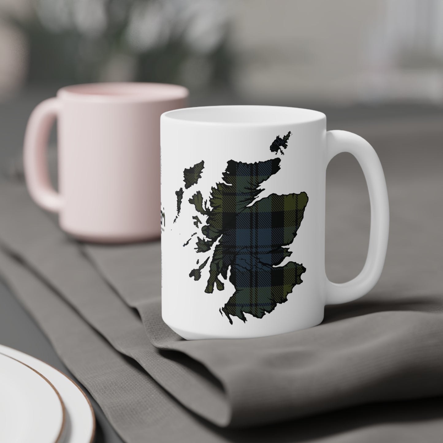 Scotland Tartan Map Mug - Campbell Tartan, Various Sizes