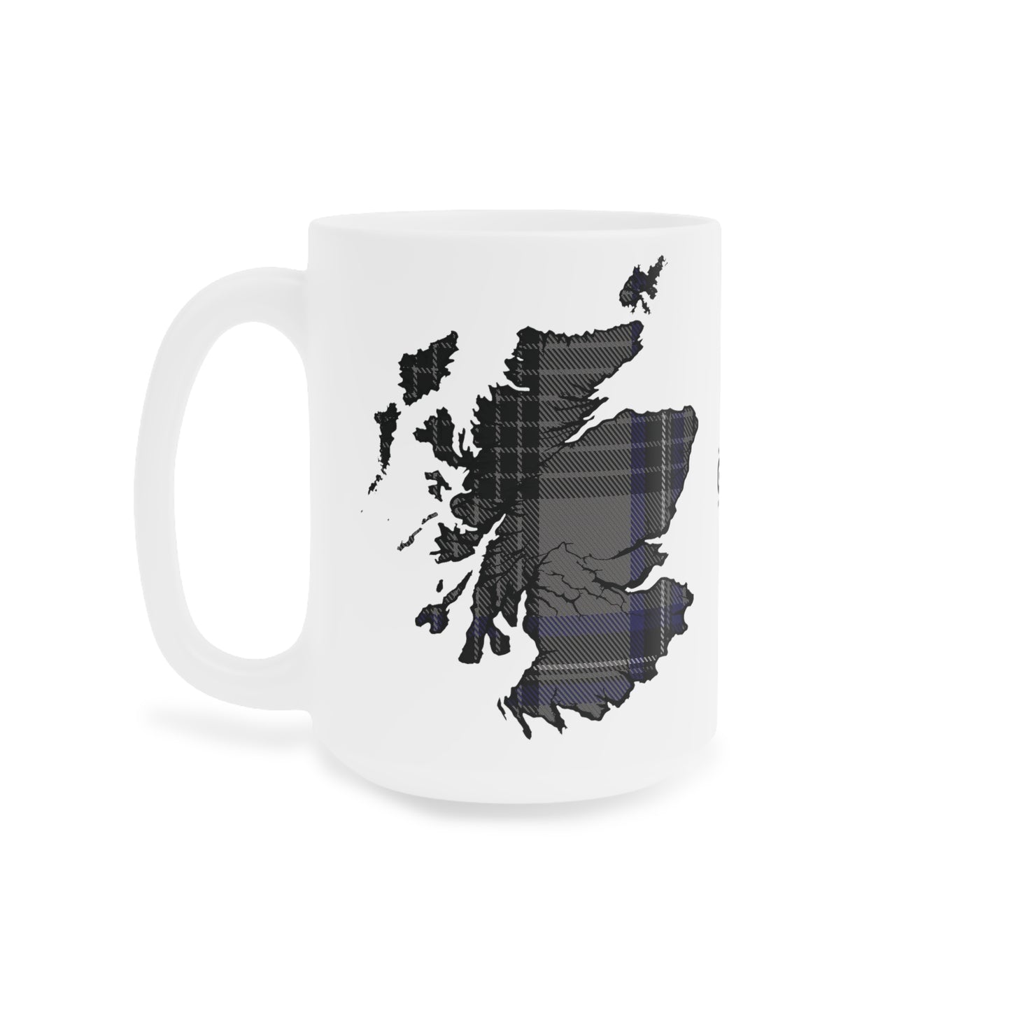 Scotland Tartan Map Mug - Hood Tartan, Various Sizes