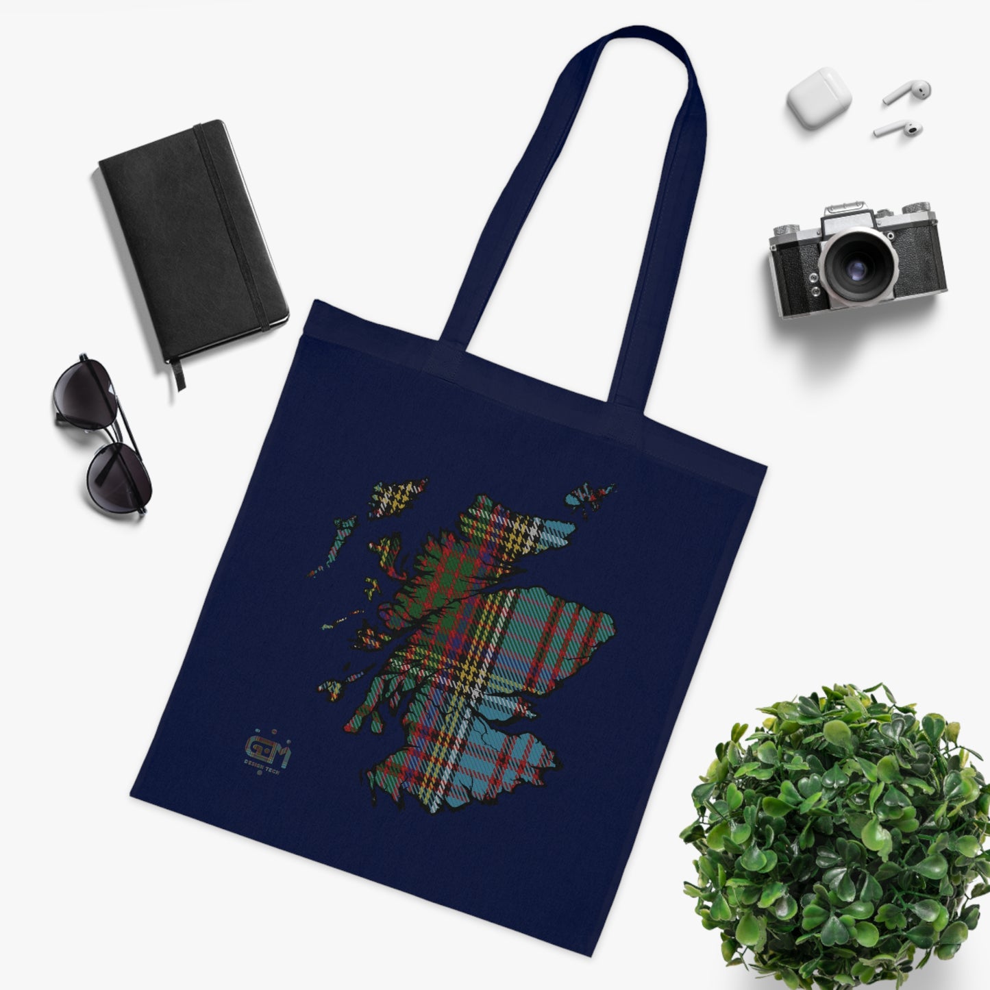 Sac fourre-tout en coton réversible avec carte tartan d'Écosse - Anderson Tartan