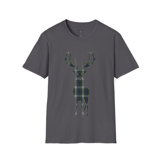 Tartan Stag Softstyle T-Shirt - Gordon Dress Tartan, Tee unisexe, Paysage écossais, Différentes couleurs