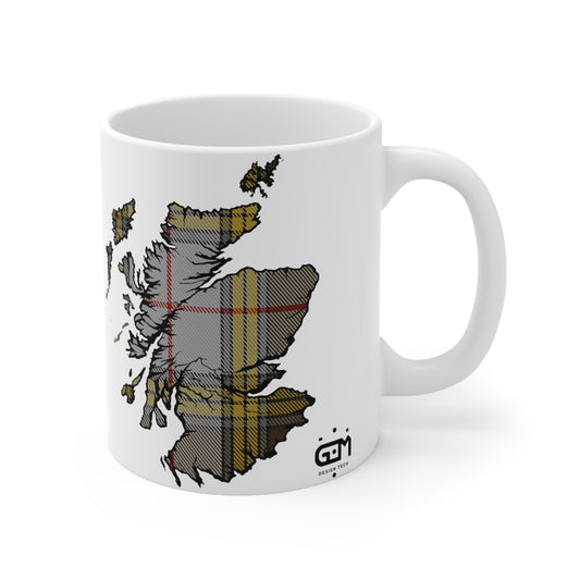 Buchanan Tartan Scotland Map Mug, Tasse à café, Tasse à thé, Écosse, Blanc