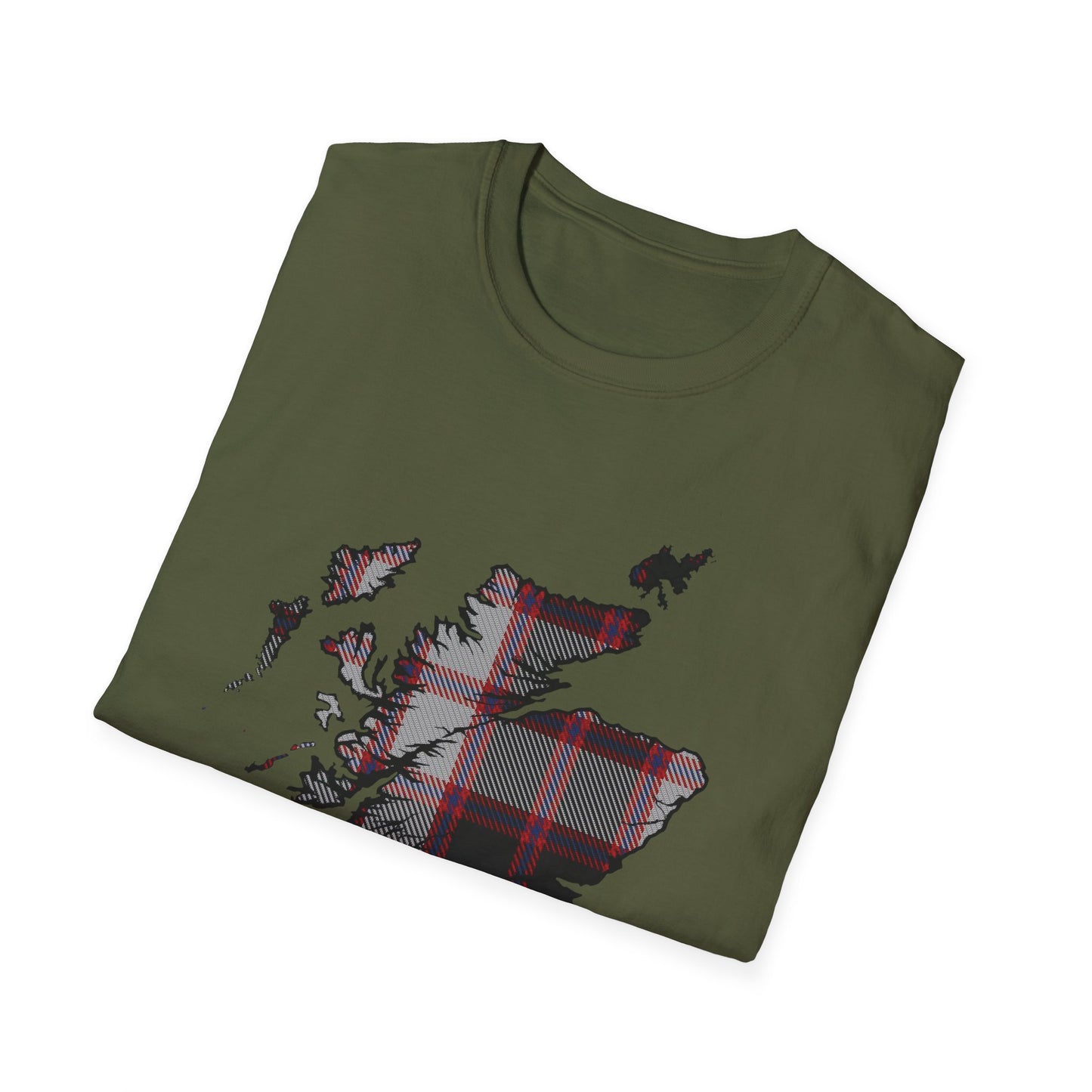 Tartan Scotland Map Softstyle Unisex T-Shirt - MacPherson Tartan Tee