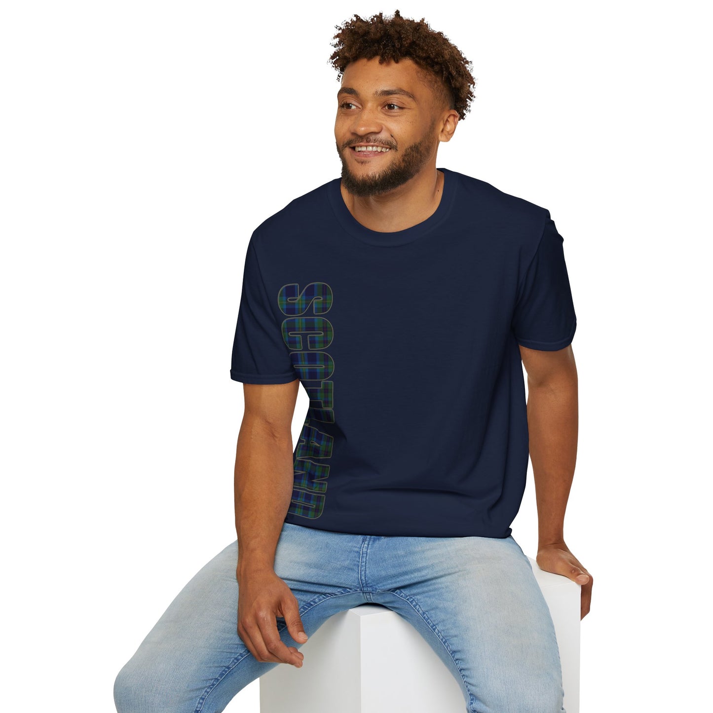 Scotland Lettering Miller Tartan Softstyle T-Shirt, Unisex Tee, Various Colours